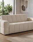 Canapé convertible express 3 places en velours texturé beige BASILE
