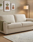 Canapé convertible express 3 places en velours texturé beige KALIANA