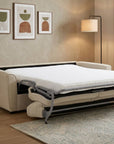 Canapé convertible express 3 places en velours texturé beige KALIANA