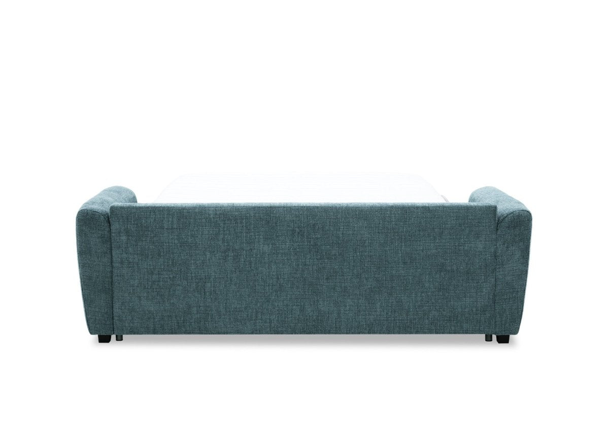 Canapé convertible express 3 places en velours texturé bleu KALIANA
