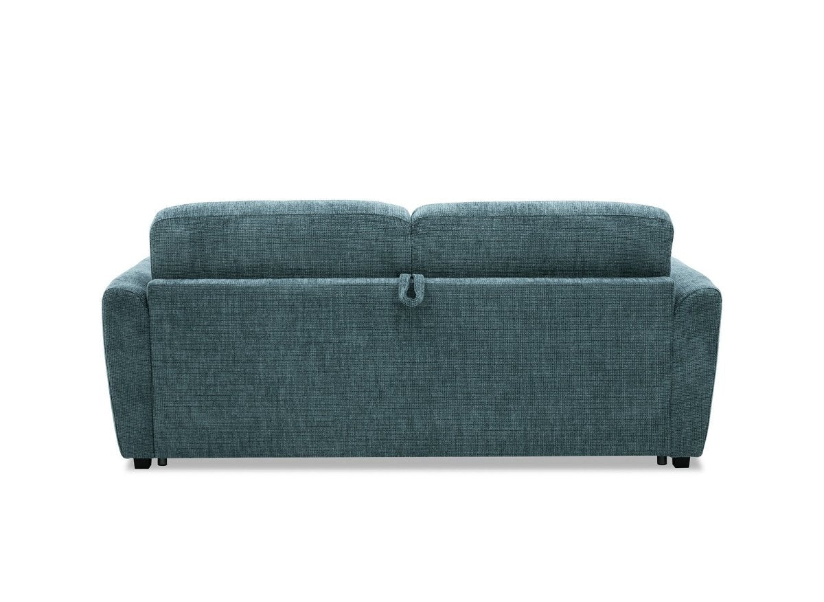 Canapé convertible express 3 places en velours texturé bleu KALIANA