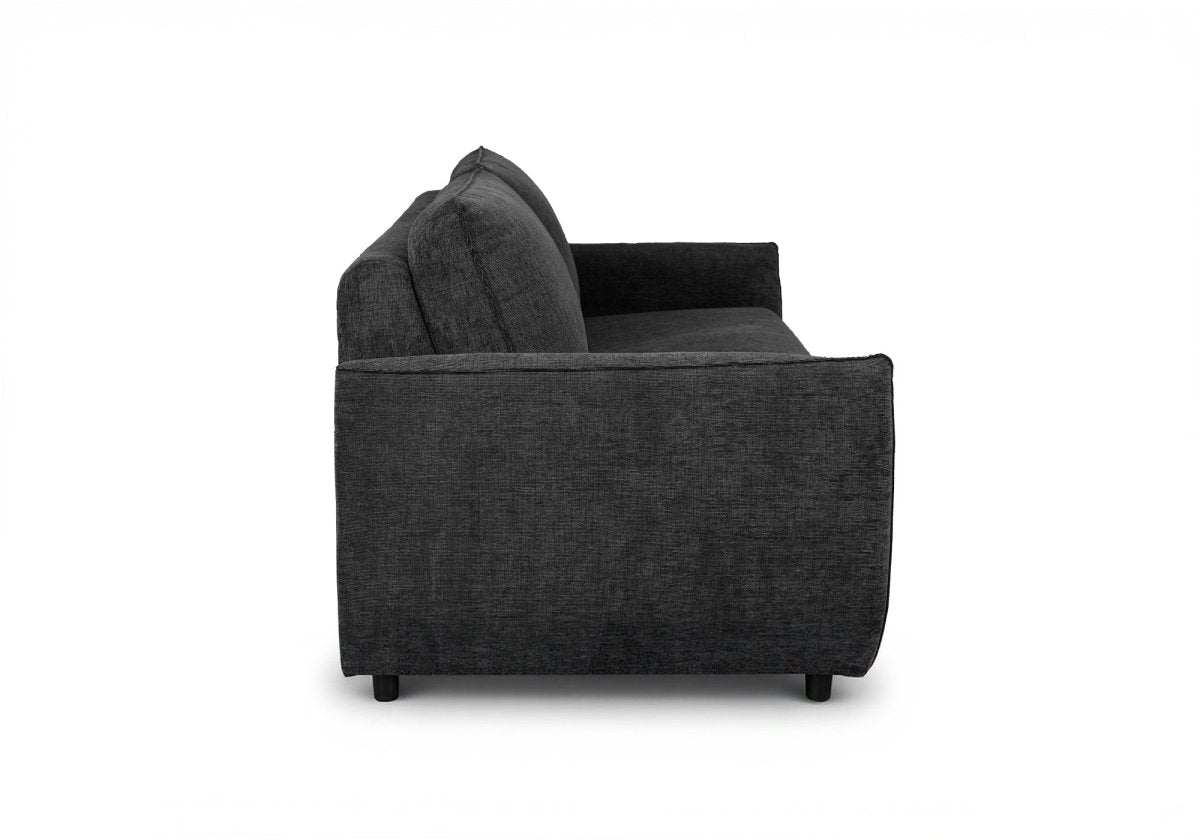 Canapé convertible express 3 places en velours texturé gris foncé CHIARA