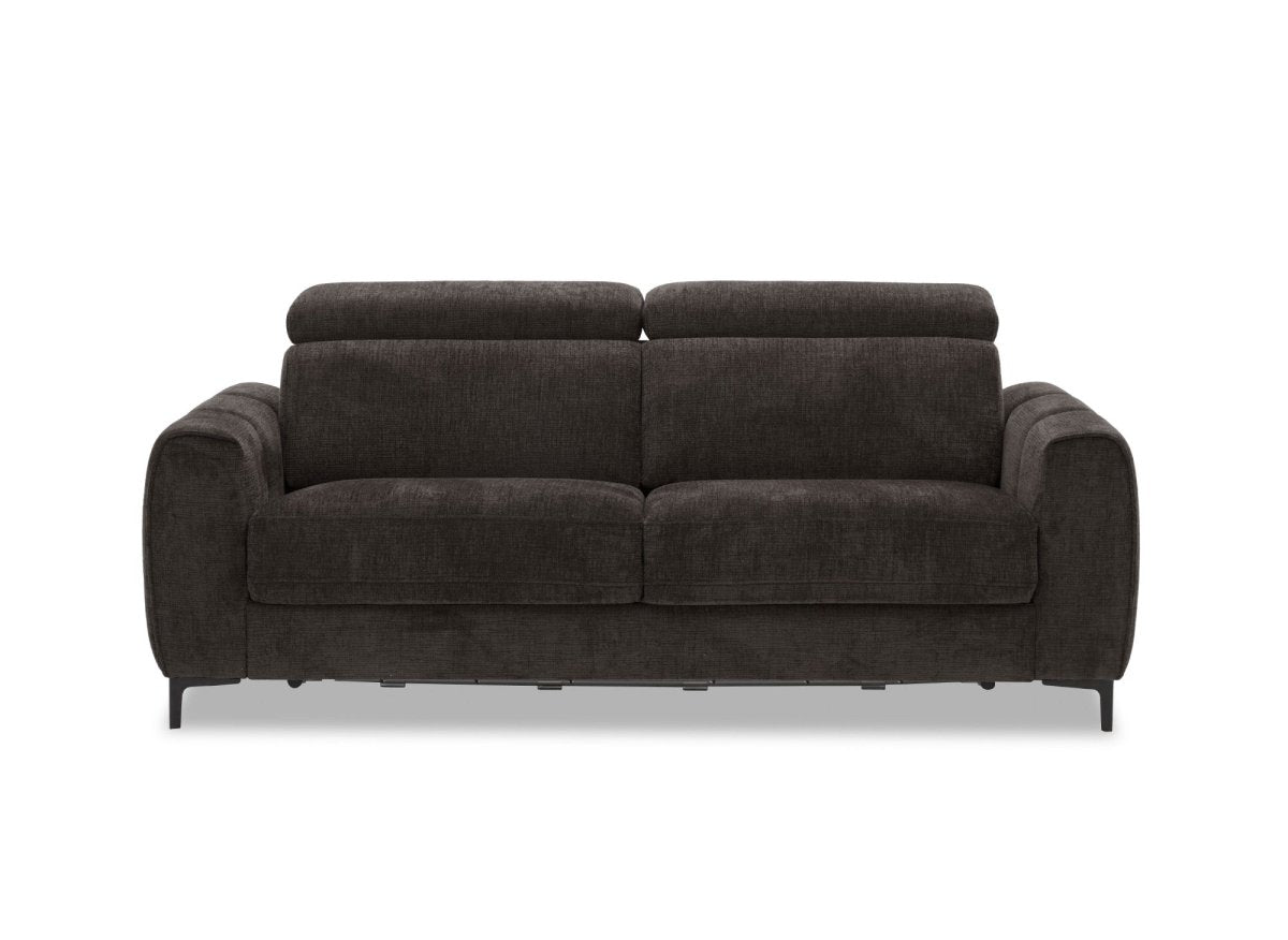 Canapé convertible express 3 places en velours texturé marron CALEB