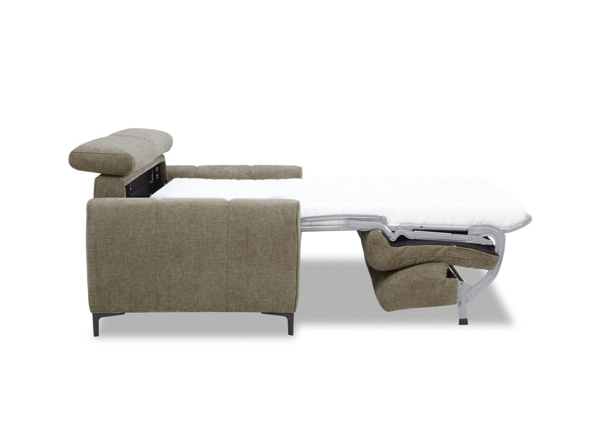 Canapé convertible express 3 places en velours texturé taupe CALEB