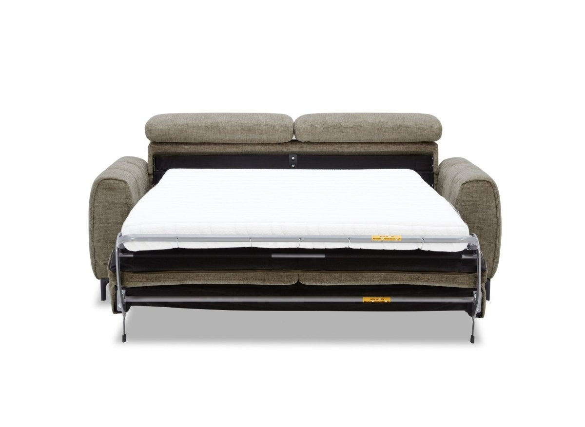 Canapé convertible express 3 places en velours texturé taupe CALEB
