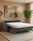 Canapé convertible express 3 places matelas 15 cm en tissu texturé gris ADILIO