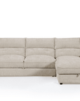 Canapé d'angle convertible avec coffre de rangement en velours chiné beige SAMINA - Angle droit