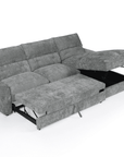 Canapé d'angle convertible avec coffre de rangement en velours chiné gris SAMINA - Angle droit