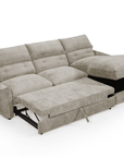 Canapé d'angle convertible avec coffre de rangement en velours chiné taupe SAMINA - Angle droit