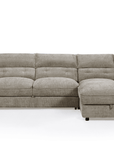 Canapé d'angle convertible avec coffre de rangement en velours chiné taupe SAMINA - Angle droit