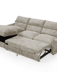 Canapé d'angle convertible avec coffre de rangement en velours chiné taupe SAMINA - Angle gauche