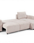 Canapé d'angle convertible avec coffre en tissu bouclette beige MARLA - Angle droit