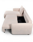 Canapé d'angle convertible avec coffre en tissu bouclette beige MARLA - Angle gauche