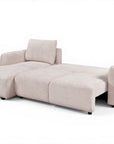 Canapé d'angle convertible avec coffre en tissu bouclette beige MARLA - Angle gauche