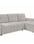Canapé d'angle convertible avec coffre en velours chiné beige MAHLONE - Angle droit