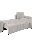 Canapé d'angle convertible avec coffre en velours chiné beige MAHLONE - Angle droit