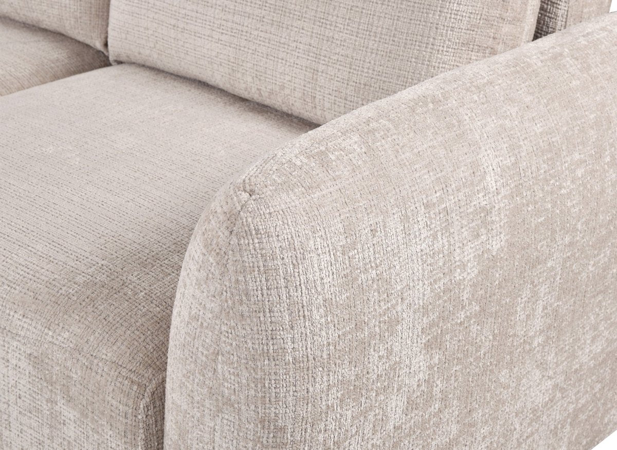 Canapé d'angle convertible avec coffre en velours chiné beige MARLA - Angle gauche