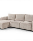 Canapé d'angle convertible avec coffre en velours chiné beige MARLA - Angle gauche