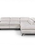 Canapé d'angle convertible avec coffre en velours chiné blanc écru LUFY - Angle droit