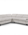 Canapé d'angle convertible avec coffre en velours chiné blanc écru LUFY - Angle gauche