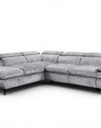 Canapé d'angle convertible avec coffre en velours chiné gris LUFY - Angle gauche