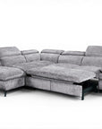 Canapé d'angle convertible avec coffre en velours chiné gris LUFY - Angle gauche
