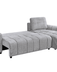 Canapé d'angle convertible avec coffre en velours chiné gris MAHLONE - Angle droit