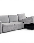 Canapé d'angle convertible avec coffre en velours chiné gris MARLA - Angle droit