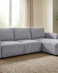 Canapé d'angle convertible avec coffre en velours chiné gris MARLA - Angle droit