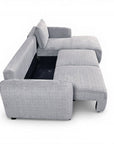 Canapé d'angle convertible avec coffre en velours chiné gris MARLA - Angle droit