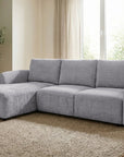Canapé d'angle convertible avec coffre en velours chiné gris MARLA - Angle gauche