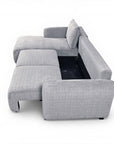 Canapé d'angle convertible avec coffre en velours chiné gris MARLA - Angle gauche