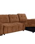 Canapé d'angle convertible avec coffre en velours chiné terracotta MAHLONE - Angle droit