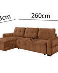 Canapé d'angle convertible avec coffre en velours chiné terracotta MAHLONE - Angle gauche
