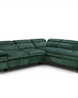 Canapé d'angle convertible avec coffre en velours chiné vert LUFY - Angle droit