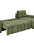 Canapé d'angle convertible avec coffre en velours chiné vert olive MAHLONE - Angle droit