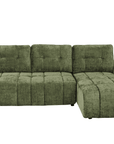 Canapé d'angle convertible avec coffre en velours chiné vert olive MAHLONE - Angle droit