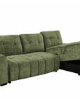 Canapé d'angle convertible avec coffre en velours chiné vert olive MAHLONE - Angle droit