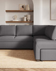 Canapé d'angle convertible en tissu gris foncé ALBAN - Angle droit