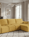 Canapé d'angle convertible et réversible en velours chiné jaune MYSA