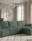 Canapé d'angle convertible et réversible en velours chiné vert olive  MYSA