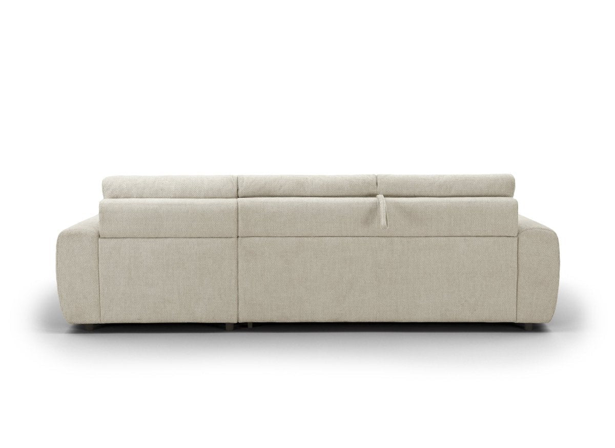 Canapé d'angle convertible ouverture express en tissu beige AGATHE - Angle droit