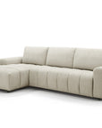 Canapé d'angle convertible ouverture express en tissu beige AGATHE - Angle gauche