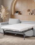 Canapé d'angle convertible ouverture express en tissu gris AGATHE - Angle gauche