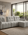Canapé d'angle en velours tissé gris clair avec dossier réglable ADONIS - Angle droit