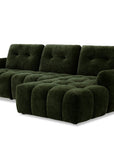 Canapé d'angle en velours tissé vert olive avec dossier réglable ADONIS - Angle droit