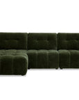 Canapé d'angle en velours tissé vert olive avec dossier réglable ADONIS - Angle gauche