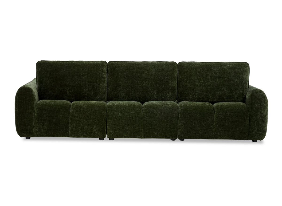Canapé d'angle en velours tissé vert olive avec dossier réglable ADONIS - Angle gauche