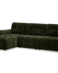 Canapé d'angle en velours tissé vert olive avec dossier réglable ADONIS - Angle gauche