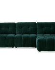 Canapé d'angle en velours tissé vert sapin avec dossier réglable ADONIS - Angle droit
